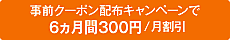 事前クーポン配布キャンペーンで6ヵ月間300円/月割引